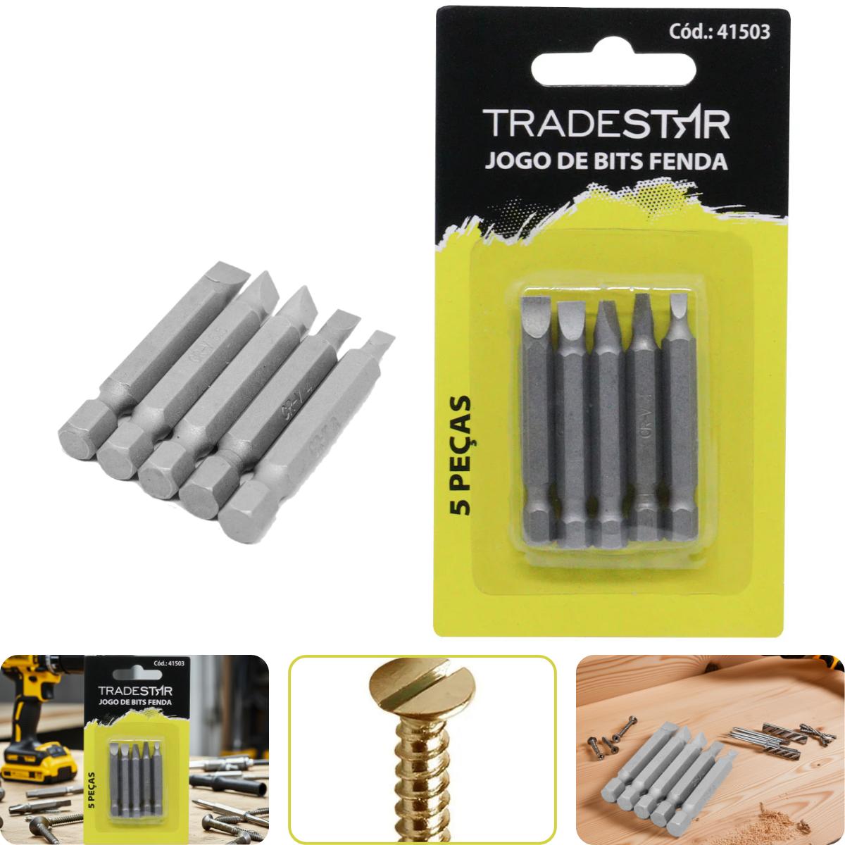 Jogo Bits Fenda 1/4'' 50 mm 5 Peças Tradestar - 1