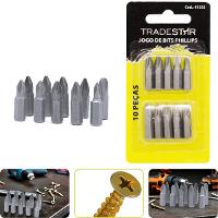 Jogo Bits Phillips 1/4'' 25 mm 10 Peças Tradestar - 1