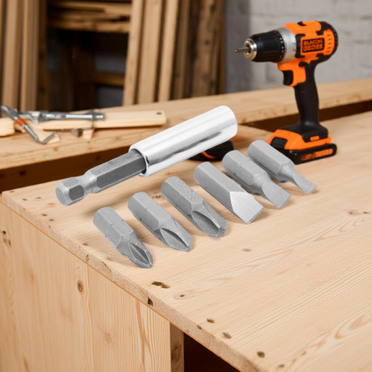 Jogo Bits Fenda Phillips Adaptador Magnético 7 Peças Tradestar - 2