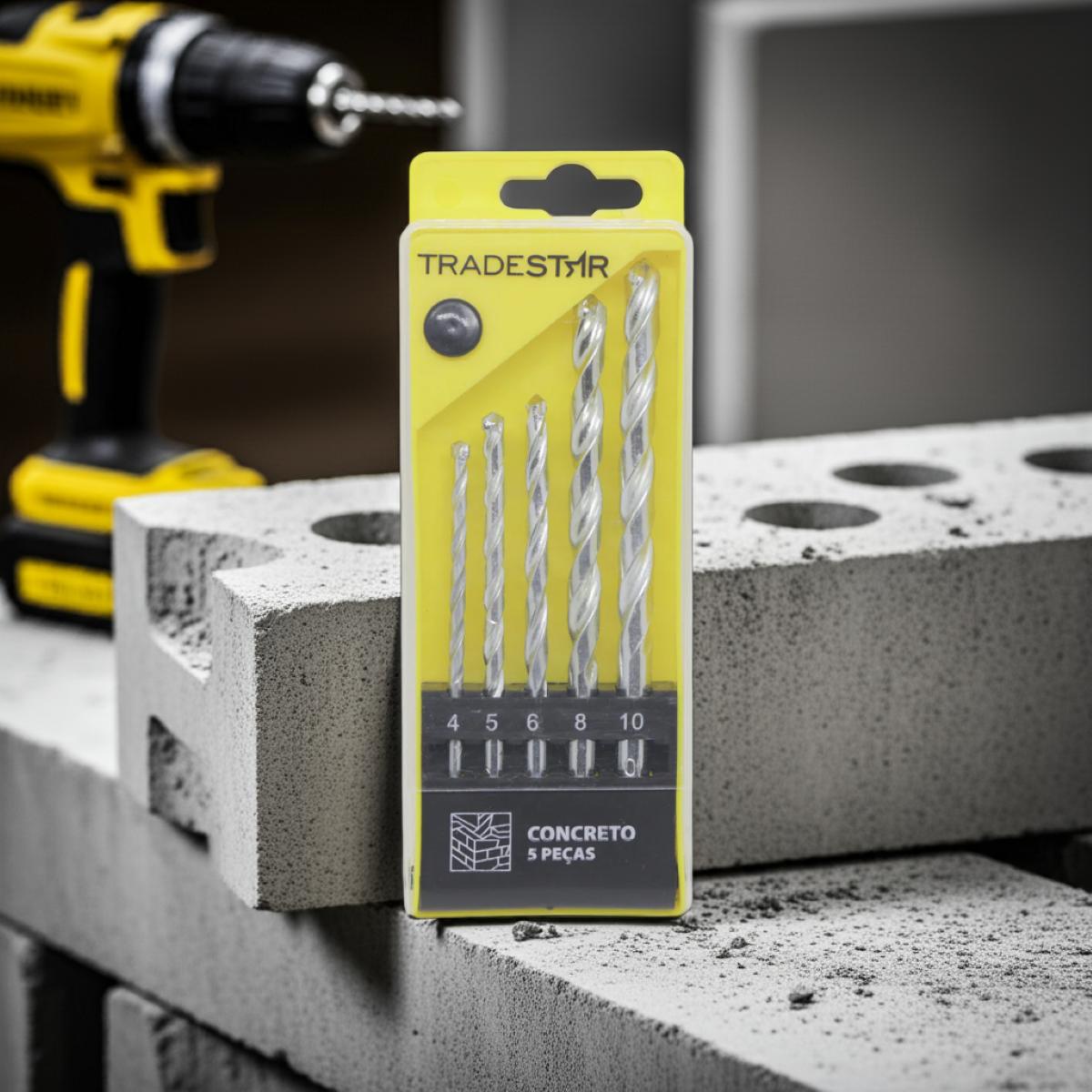 Jogo Broca Concreto 4 - 10 mm Vídea 5 Peças Tradestar - 3