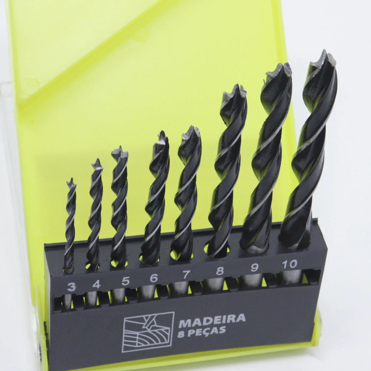 Jogo Broca Aço 3 Pontas Compensado Madeira 3 - 10 mm  8 Peças Tradestar - 5