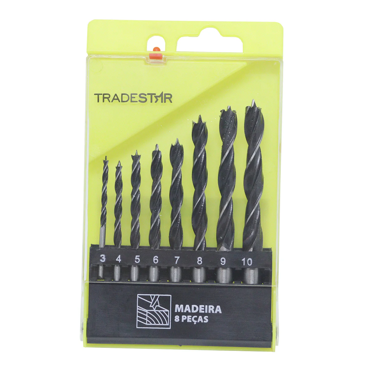 Jogo Broca Aço 3 Pontas Compensado Madeira 3 - 10 mm  8 Peças Tradestar - 7