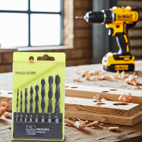 Jogo Broca Aço 3 Pontas Compensado Madeira 3 - 10 mm  8 Peças Tradestar - 3