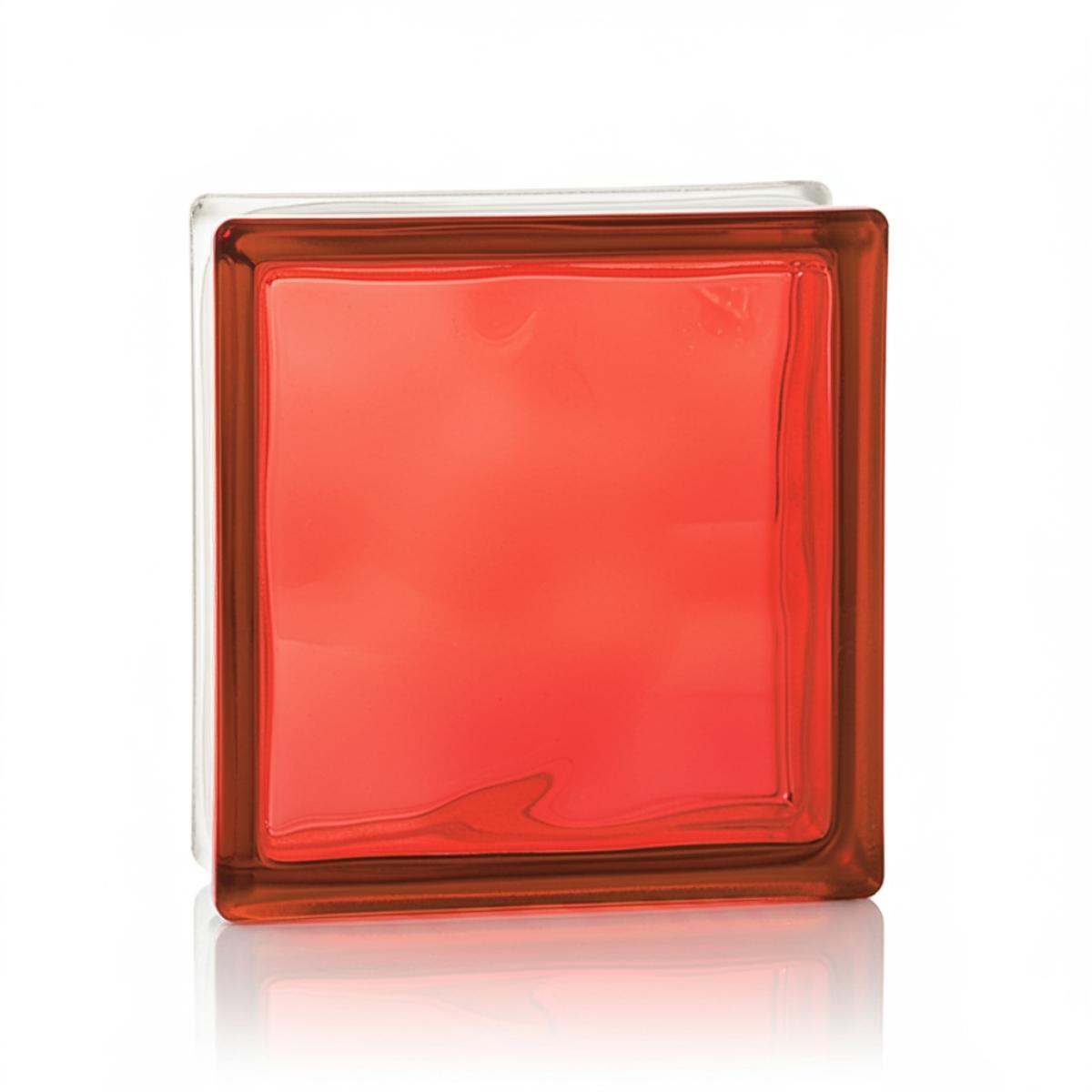 Tijolo de Vidro 19 x 19 x 8 CM Vermelho Translúcido 06 Unidades Tradestar - 1