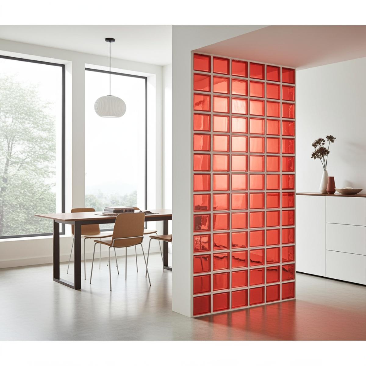 Tijolo de Vidro 19 x 19 x 8 CM Vermelho Translúcido 06 Unidades Tradestar - 7