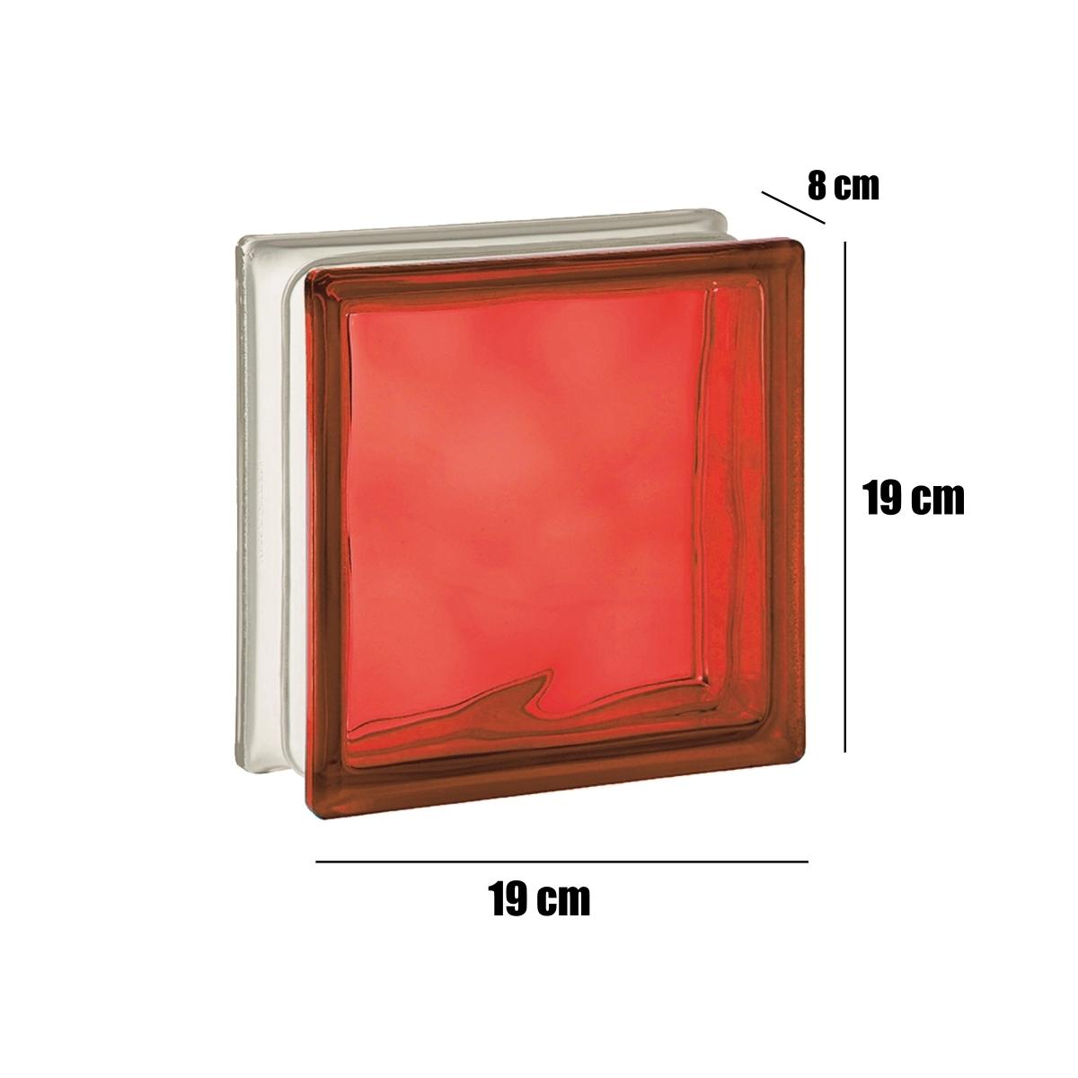 Tijolo de Vidro 19 x 19 x 8 CM Vermelho Translúcido 06 Unidades Tradestar - 5