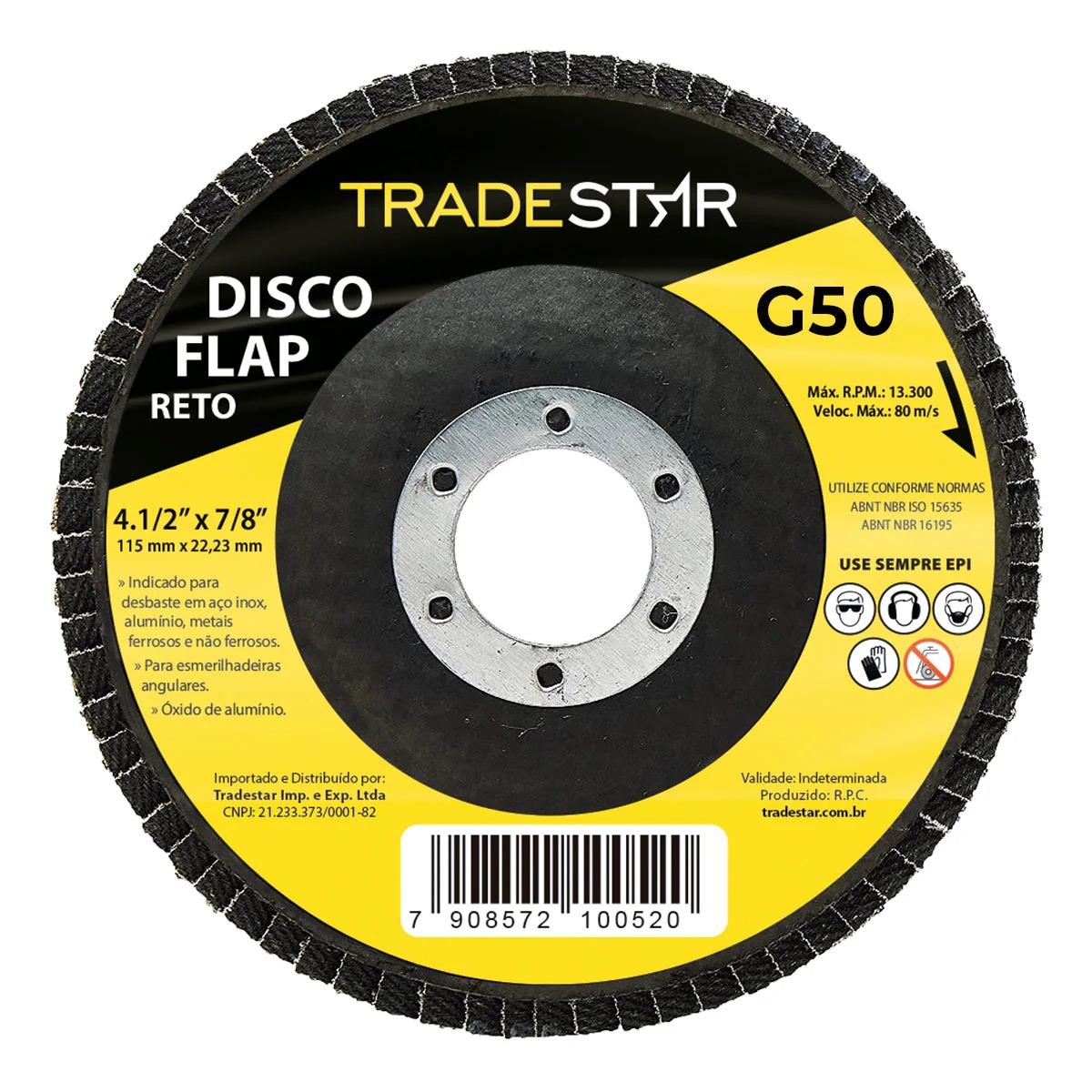 Disco Flap 115 mm G50 Fibra Cônico Aço Tradestar - 1