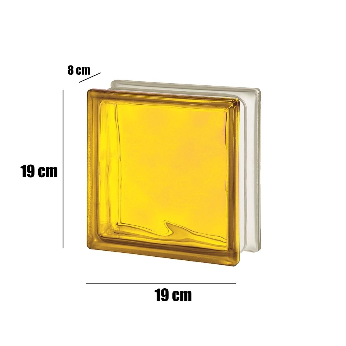 Tijolo de Vidro 19 x 19 x 8 CM Amarelo Translúcido 06 Unidades Tradestar - 7