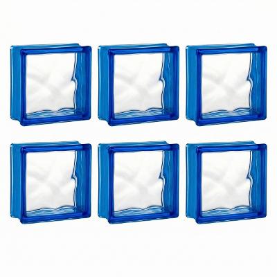 Tijolo de Vidro 19 x 19 x 8 CM Cloudy S-Color Azul 06 Unidades Tradestar