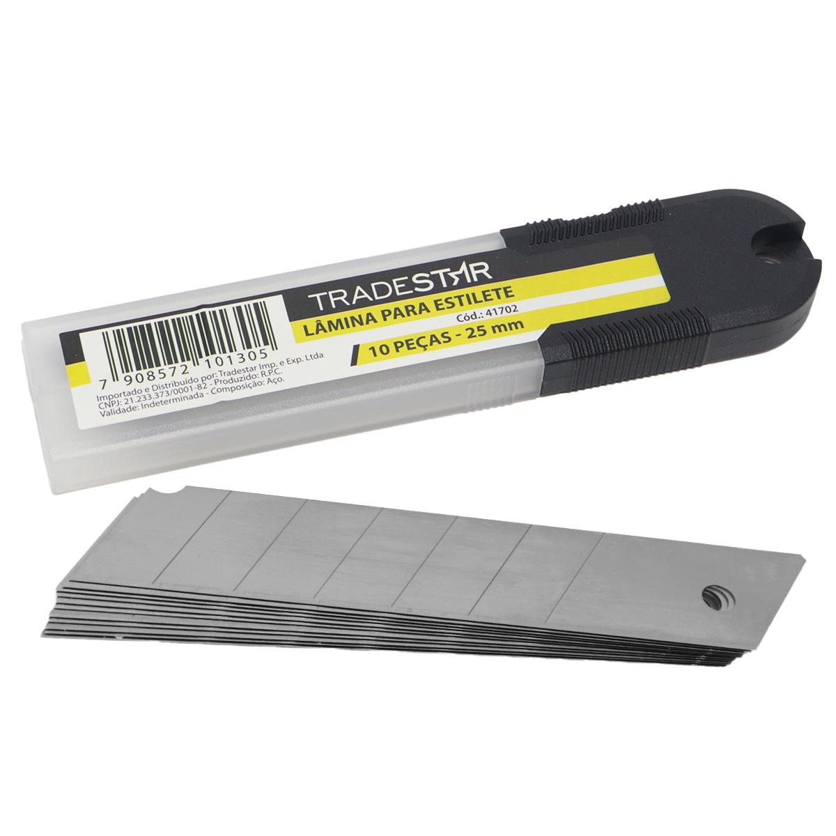 Lâmina para Estilete 25 mm com 10 Peças Tradestar - 1