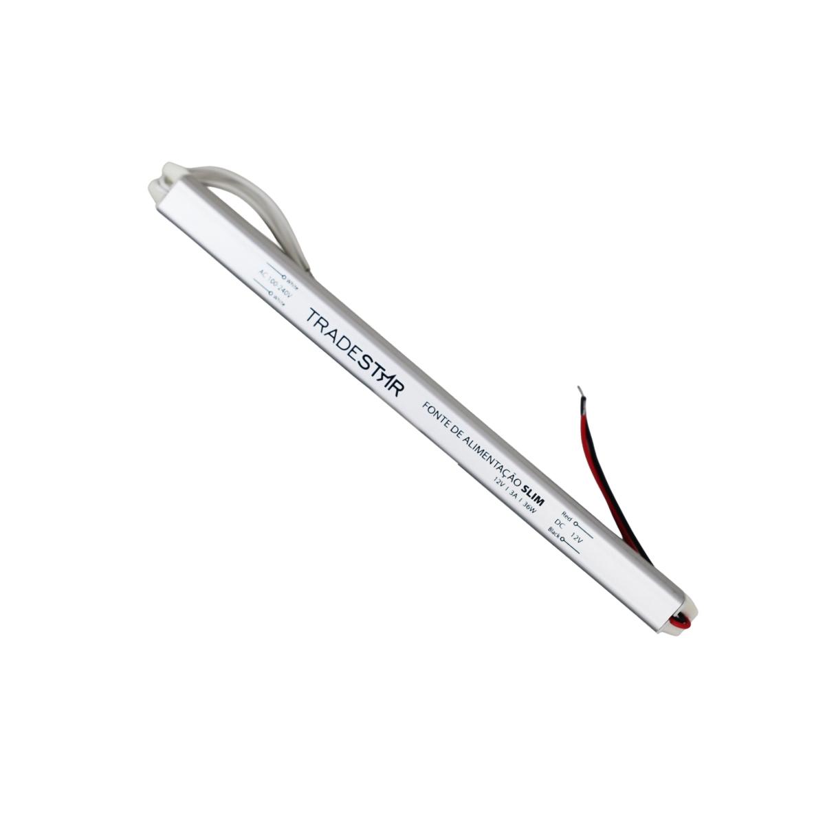 Fonte LED Slim 36W 3A 12V Tradestar - 3