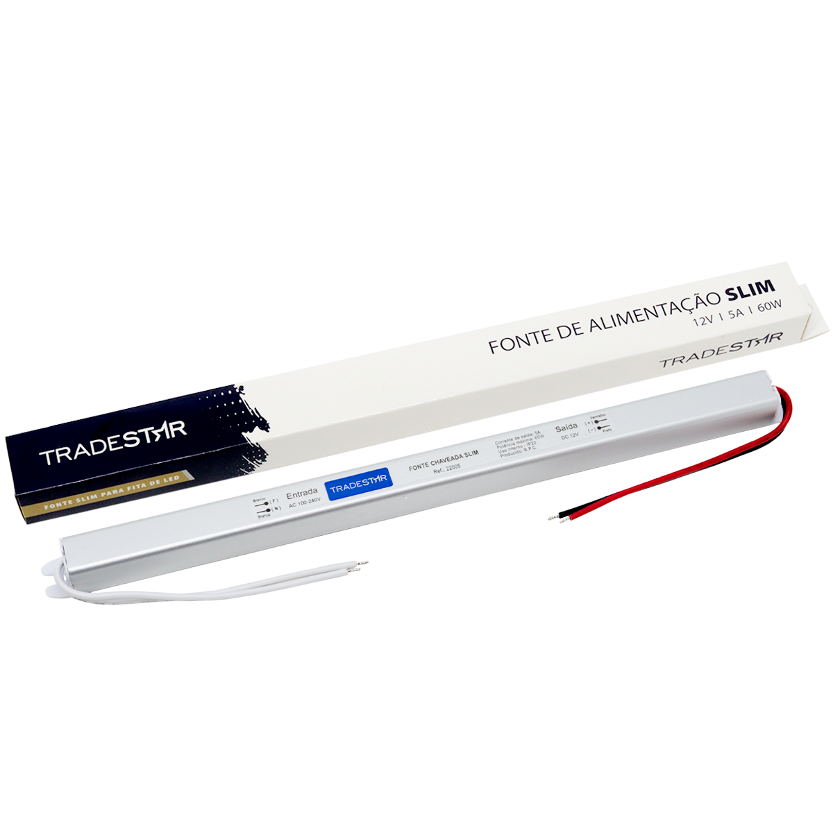 Fonte Led Slim  60W 5A 12V Bivolt Tradestar - 1