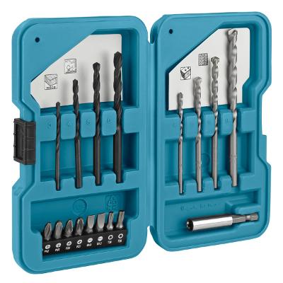Kit Brocas Bits Conjunto de 17 Peças D-40200 Makita Metal Madeira Concreto