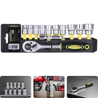 Jogo Chave e Soquetes  3/8'' 10 - 22 mm 12 Peças CR-V Pro Tradestar