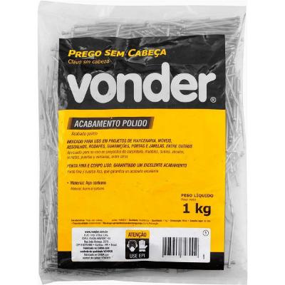 Prego sem Cabeça 15 x 15 (1,1/4 x 13) Polido 1 Kg Vonder