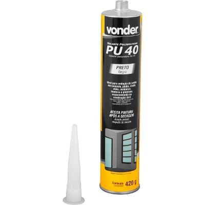 Selante Poliuretano Pu40 420G Preto Vonder Alongamento 500% Vedação Flexível