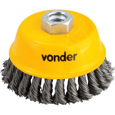 Escova Copo 4'' Rosca M14 8500Rpm Aço Inox Torcido Vonder