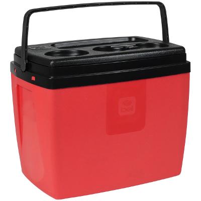 Caixa Térmica 36L Bel Vermelha e Preta com Tampa para Copos e Alça Ergonômica