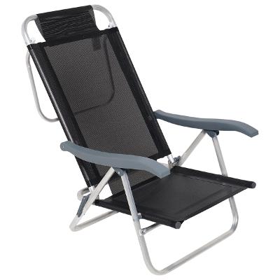 Cadeira de Praia Reclinável Sunny Mormaii Preta Suporta até 120kg 6 Posições Alumínio