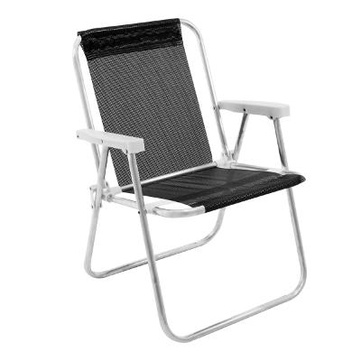 Cadeira de Praia Lazy Mormaii Alta Preta Alumínio Suporta até 110kg Confortável