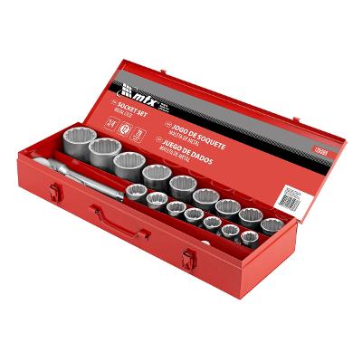 Jogo de Soquete Estriado 3/4'' 19-50mm 20 Peças Caixa Metálica MTX 135369