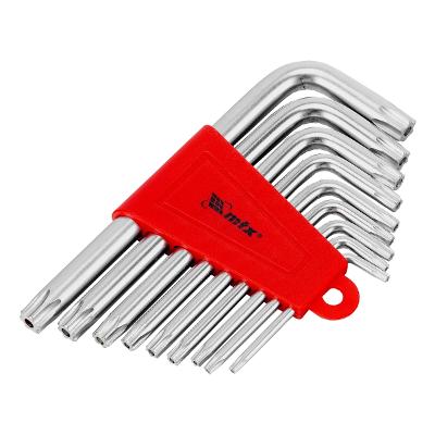 Jogo de Chaves Torx Curtas Cromo Vanádio T10-T50 9pcs Acabamento Acetinado MTX 123059