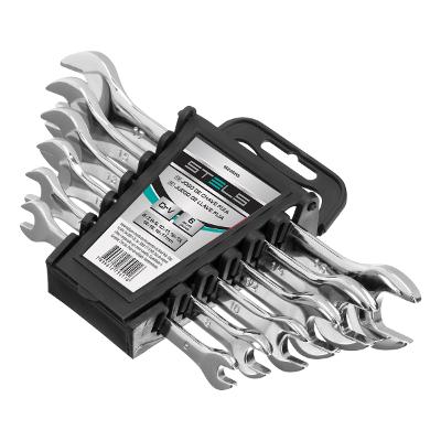 Jogo de Chave Fixa Cromo Vanádio 6x7 a 16x17mm 6pcs Stels 1523655 CrV 45HRC