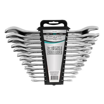 Jogo de Chave Fixa Cromo Vanádio 6x7 a 27x32mm 12 Peças Stels 1524255