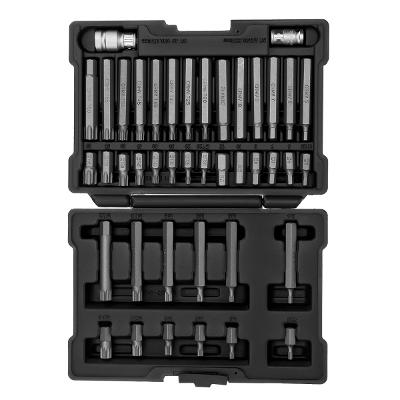 Jogo de Bits Hex Torx Spline 42 Peças 10mm CrV 1/2'' 3/8'' Caixa Plástica Stels 1131856