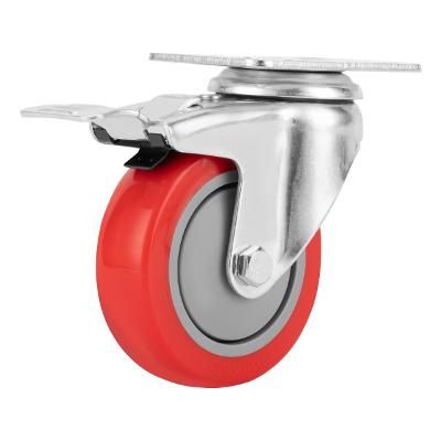 Rodízio Fixo 100mm 4'' Carga 50kg Borracha Vermelha MTX