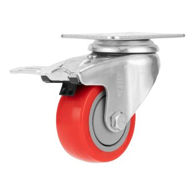 Rodízio Borracha Vermelha 3'' 75mm Com Freio 50kg MTX