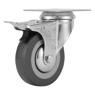 Rodízio Borracha Cinza Giratório Com Freio 3Pol 75mm 45kg MTX 6872055