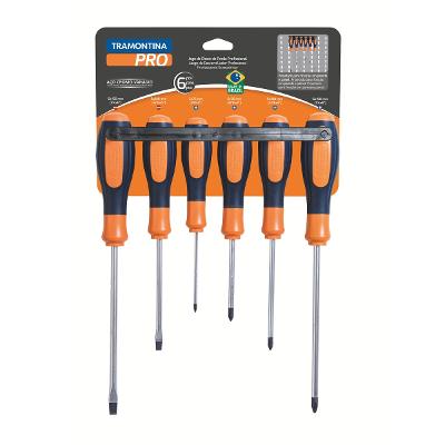 Jogo de Chaves de Fenda Ultragrip Plus 6 Peças Tramontina PRO Aço Cromo Vanádio Magnetizada DIN ISO 2380