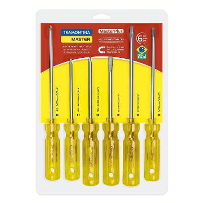 Jogo de Chaves de Fenda Tramontina Master 6 Peças Aço Cromo Vanádio Magnetizadas