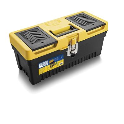 Caixa Plástica Para Ferramentas 17'' Tramontina Master Com Bandeja Removível E Trava Metálica