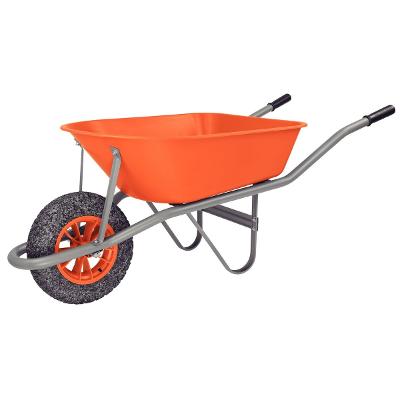 Carrinho de Mão Tramontina Caçamba Funda Plástica 55L Braço Metálico Pneu Maciço Laranja