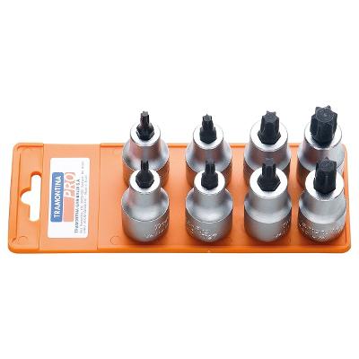 Jogo de Soquetes 1/2'' Ponta Trafix 8 Peças Tramontina PRO Para Parafusos Trafix Aço S2