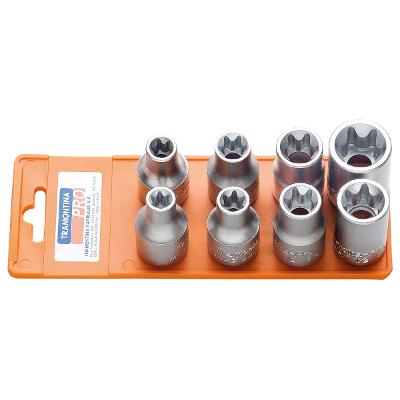 Jogo de Soquetes 1/2'' Ponta Trafix Fêmea 8 Peças Tramontina PRO Aço Cromo Vanádio