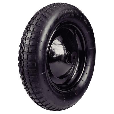 Pneu Com Câmara 3.25/8'' Roda Metálica Tramontina Para Carrinho De Mão Com Bucha Plástica