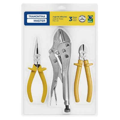 Kit Ferramentas Tramontina Master Alicate Pressão 10'' Corte Diagonal 6'' Bico Meia Cana 6''