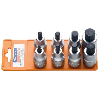 Jogo de Soquetes 1/2'' Tramontina PRO 8 Peças Ponta Hexagonal Aço Cromo Vanádio Para Parafusos Sextavados