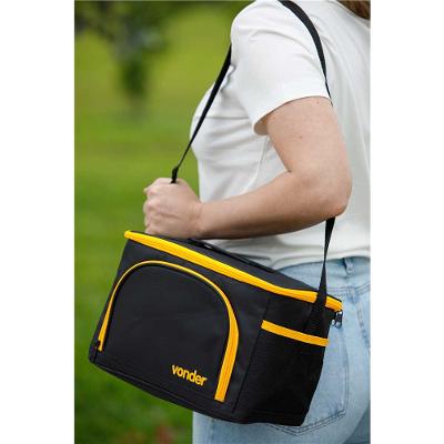 Bolsa Térmica 9 Litros Preta Vonder Lona Reforçada Alças Nylon 3 Bolsos