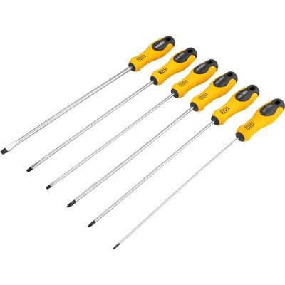 Jogo Chave Fenda/Phillips Longas Crv 6 Peças Nove54 Aço Cromo Vanádio Magnetizada