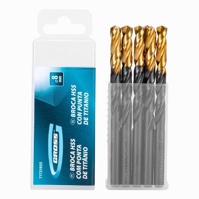 Jogo Broca Aço Rápido Titânio 8mm 8 Peças Gross Perfuração Metal