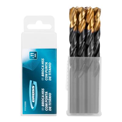 Jogo Broca Aço Rápido Titânio 11mm 6 Peças Gross Perfuração Metal