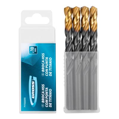 Jogo Broca Aço Rápido Titânio 10mm 8 Peças Gross Perfuração Metal