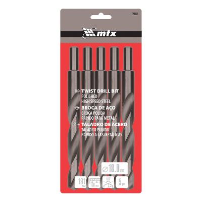 Jogo Broca Aço Rápido 18mm 5 Pçs Haste Cilíndrica Aço Hss MTX 720809 Perfuração Metal