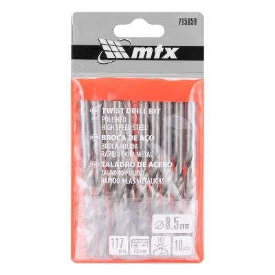Jogo Broca Aço Rápido 8.5mm 10 Peças Haste Cilíndrica MTX 715859 HSS 118°