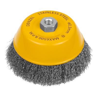 Escova Tipo Copo 150mm Fios Ondulados Inox Denzel