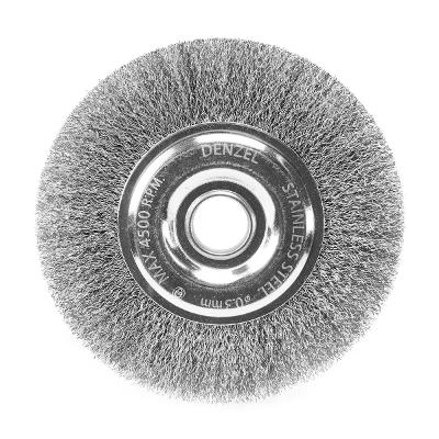 Escova Circular 150mm Fios Ondulados Inox 0,3mm 22mm Denzel Ferramentas